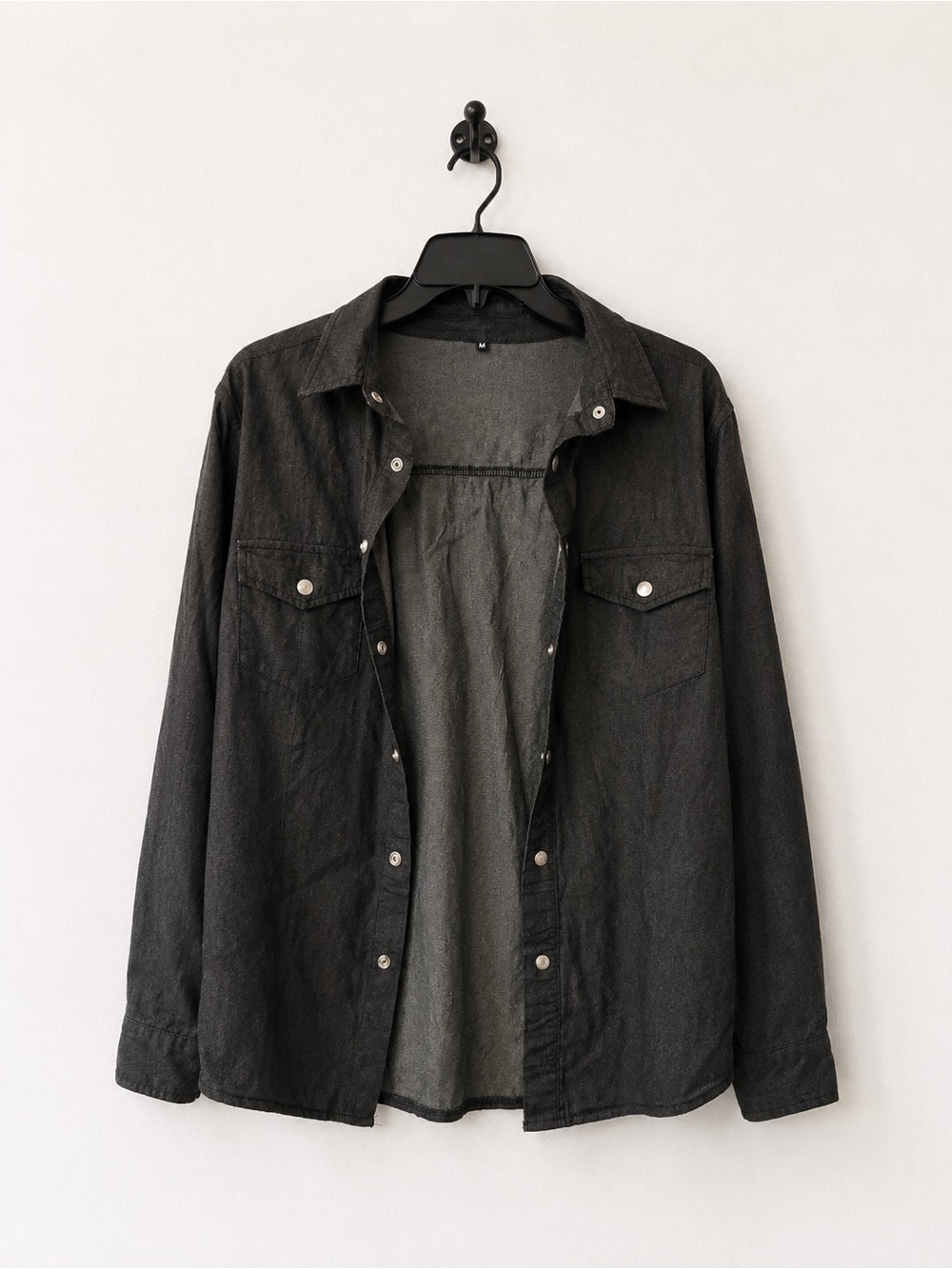 Men's Black Button-Up Shirt Jacket